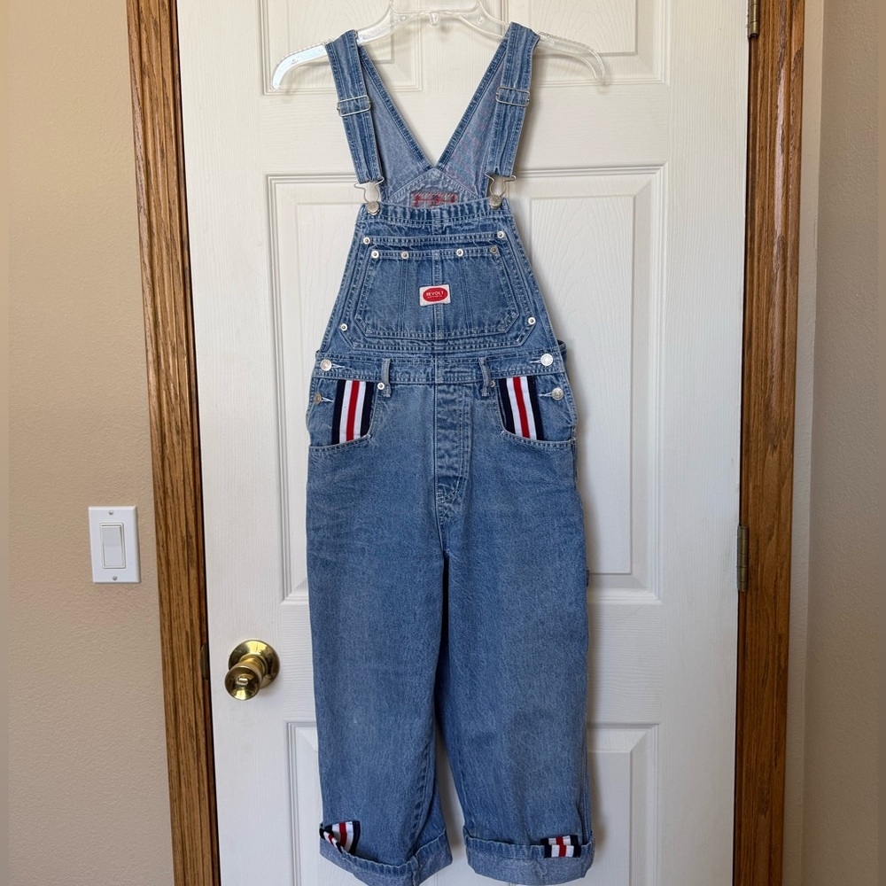 Revolt Vintage Denim Cropped Bib Overalls